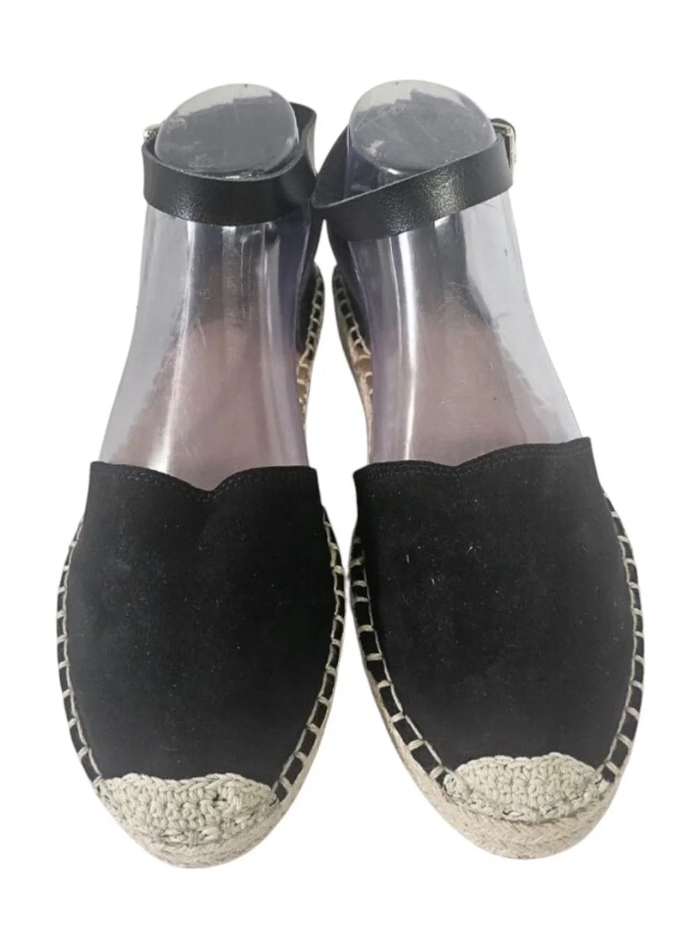 OLD NAVY black canvas & faux leather espadrilles size 10 - Like New